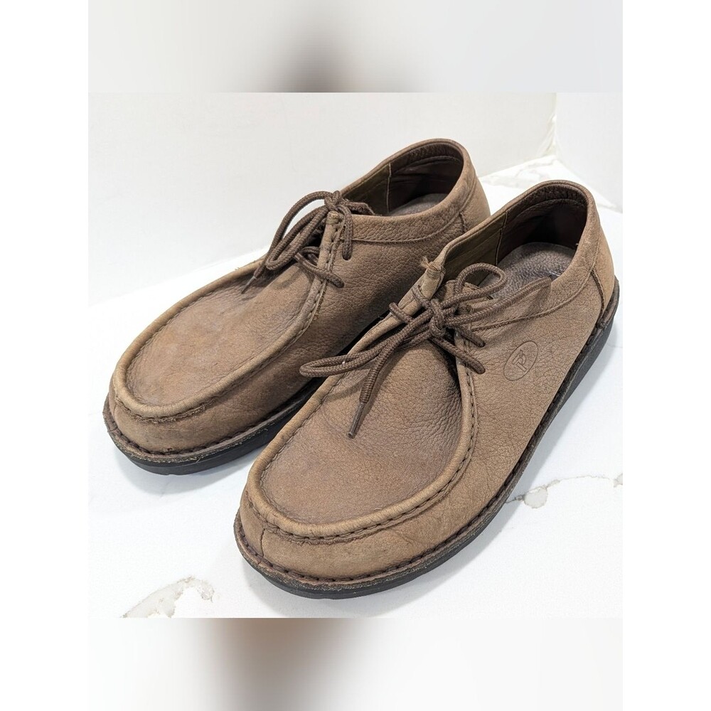 Propet Men 10 Leather Comfort   Loafers Shoes Brown Lace Up Walking Support Wide